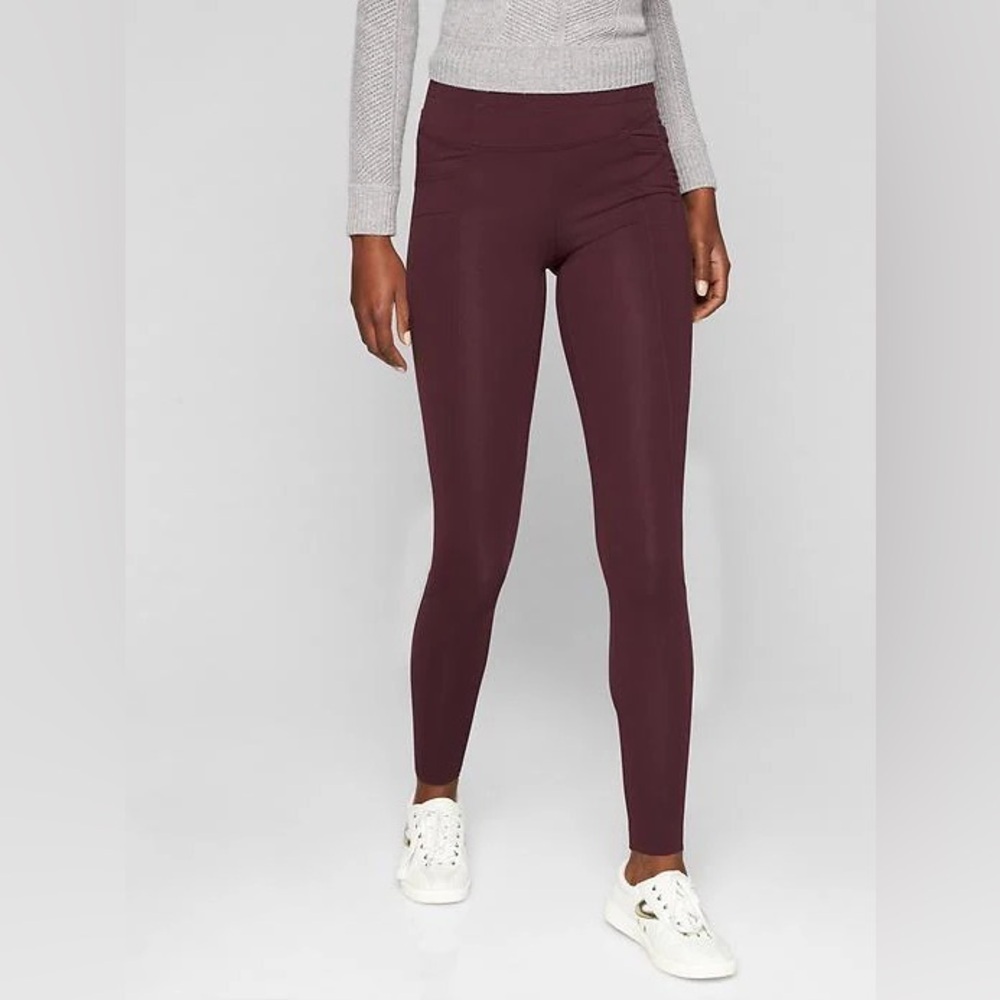 Athleta Burgundy Metro High-Waisted Leggings (Small)